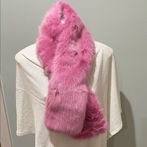 J. Crew Vibrant Pink Faux Fur Scarf